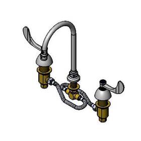 B-2865-05-133xa T&s Brass Medical Faucet 12 Stainless Steel Flex Lines Swivel Goosene