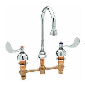B-2866-04 T&s Brass 8 Inch Oc Concealed Deck Mount Faucet Rigid/swivel Gn Rosespray