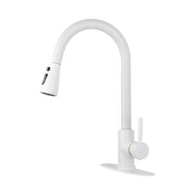 Z-w2287p183101 Tahanbath 16.53 Inch Kitchen Faucet With Pull Out 360 Degree Spout Swivel In White