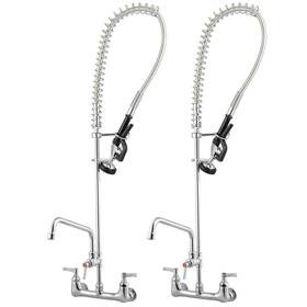 1775 Tapmaster Aquaterior 2 Pack Wall Mount Commercial Faucet With Pre-rinse Pull Down Sprayer