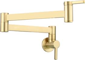 Ct172-us Tecmolog New Pot Filler Faucet Wall Mount Brushed Gold Folding Stretchable Brass Kitchen