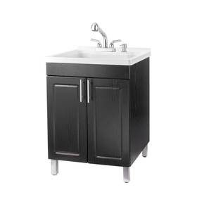Tehila 019442573201 Black Utility Sink Cabinet Pull-out Faucet Soap Chrome