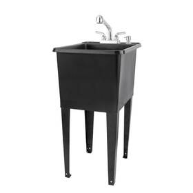040us8000blkcp Tehila 17.75 Inch X 23.25 Thermoplastic Freestanding Space Saver Utility Sink