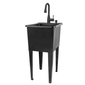 040us8513blkbk Tehila 17.75 Inch X 23.25 Thermoplastic Freestanding Space Saver Utility Sink In
