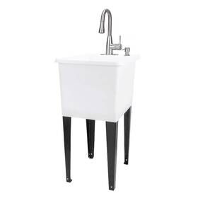 040us8513whtss Tehila 17.75 Inch X 23.25 Thermoplastic Freestanding Space Saver Utility Sink In