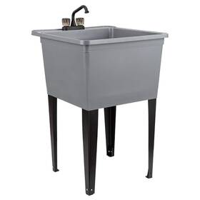 Us4505gybk Tehila 24.75 Inch X 22.88 Grey Thermoplastic Freestanding Utility Sink With Matte