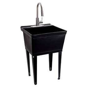 Us6503blkss Tehila Complete 22.875 Inch X 23.5 Black 19 Gal. Utility Sink With Metal High