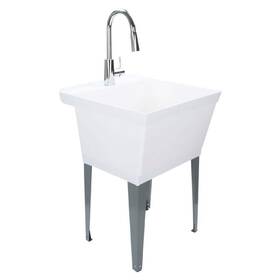 Us6503cp Tehila Complete 22.875 Inch X 23.5 White 19 Gal. Utility Sink Set With Metal Hybrid
