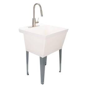 Us6503ss Tehila Complete 22.875 Inch X 23.5 White 19 Gal. Utility Sink Set With Metal