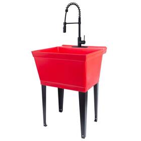 Us6510rdblk Tehila 22.875 Inch X 23.5 Thermoplastic Freestanding Standard Red Utility Sink Set