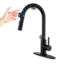 Tohlar 712110653945 Toucheless Kitchen Faucet Black Motion Sensor With Pull