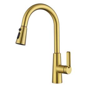 Tohlar 712110654270 Gold Kitchen Faucet With Pull Down Sprayer Modern Sink For 1 Or 3 Hol