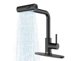 Tohlar 732122151581 Waterfall Kitchen Faucet Black Matte With Pull Do