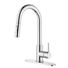Tohlar 732214651197 Chrome Kitchen Faucets With Pull Down Sprayer Single Handle Sink Faucet