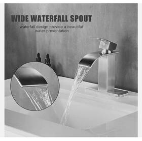 Topshower 630174358432 Bathroom Basin Faucet Waterfall Single Handle Vanity Sink Mixer Tap Deck Mounted