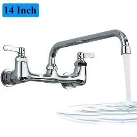 Topshower 630174399244 Commercial Swivel Sink Kitchen Faucet 8 In Center Wall Mount 14 Spout