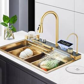 Topshower Top1125 Flying Rain Waterfall Kitchen Sink Pull-out Faucet With Full Set Stainless Steel