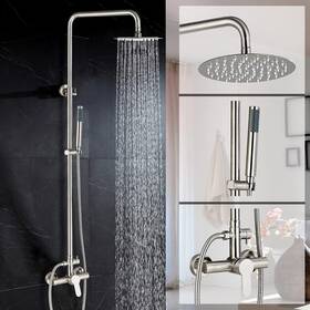 Top1223 Topshower Bathroom Shower Faucet System Outdoor 8 Inch Rainfall Head With Handheld Brushed Nickel