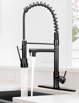 Trading Co. Ltd 313055953925 Kitchen Sink Faucet Black With Sprayer Pul