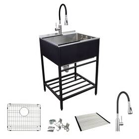Tfh-2522 Transolid 608197226519 25- Inch Stainless Steel Laundry Sink With Black