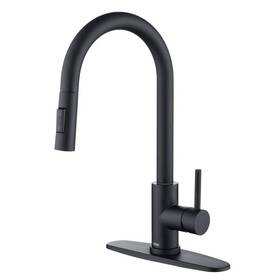 K015c-bk Trywell Matte Black Kitchen Sink Faucet High Arc Single Handle