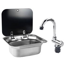 Uasio 721703754693 Rv Caravan Or Boat Stainless Steel Hand Wash Basin Sink With Folded Faucet Te