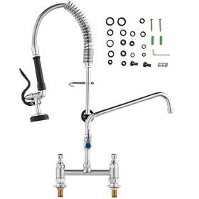 Uimoso 3804a-12-26 Commercial Deck-mounted Kitchen Faucet With Pre-rinse Sprayer 26 Inch Tall