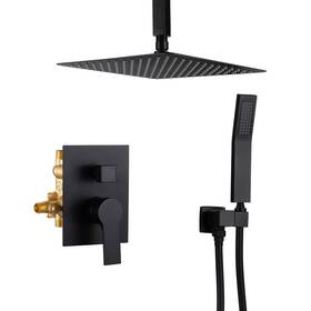 Smd0kn211020010 Ukishiro 2-spray Patterns With 2.5gpm 12 Inch Tub Wall Mount Dual Shower Heads In Black