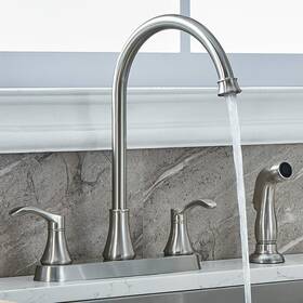 Valisy 754862254896 3 Hole Or 4 Two Handle Kitchen Faucet With Side Sprayer Commercial Lead-free