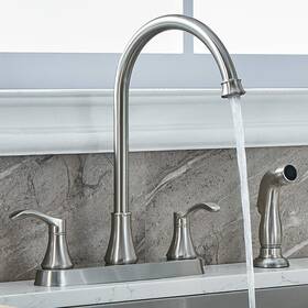 B08r5fhntl Valisy 3/4 Hole Two Handle Kitchen Faucet With Side Sprayer Brushed Nickel