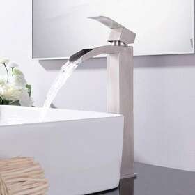 Dst014l Vccucine Sexy Modern Vessel Sink Brushed Nickel Tall Waterfall Bathroom Faucet