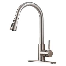 Vesla Home 022832932366 High Arc Single Handle Brushed Nickel Kitchen Faucet With Pull Dow