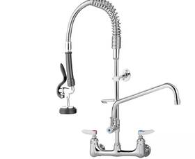 1012745641 Vevor Commercial Wall Mount Triple Handle Pull Down Sprayer Kitchen Faucet