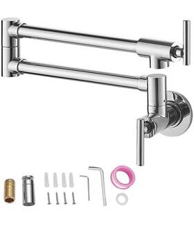 Vevor 197988755968 Pot Filler Faucet Wall Mount Kitchen With 2 Handles Nickel