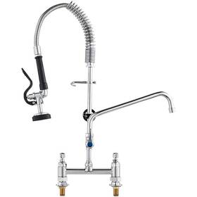 Jbsycxsltjbsn8h9gv0 Vevor Commercial Double Handle Kitchen Faucet Pull-down Sprayer Deck Mount