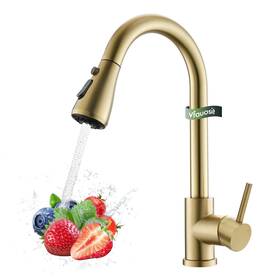 06bgv Vfauosit Gold Kitchen Faucet Brass With Pull Down Sprayer Single Hole