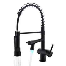 B0cx1mrvwt Vfauosit Black Kitchen Faucet With Led Light Pull-down Sprayer Commercial Grade