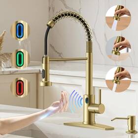 Kw-79j Videc 196852445516 Touch-less Kitchen Faucet 3 Modes Pull Down Sprayer Gold