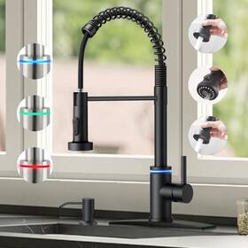 Videc 196852864898 Smart Kitchen Faucet 3 Modes Pull Down Sprayer Led Temperature Control Cer