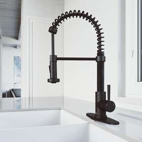 Vg02001mbk1 Vigo Kitchen Faucet Set With Deck Plate Pull-down Sprayer Single Handle Matte Black