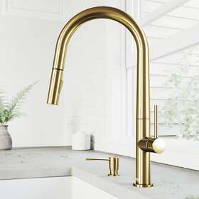 Vg02029mgk2 Vigo Pull Down Kitchen Faucet 360 Swivel With Soap Dispenser Matte Brushed Gold