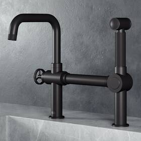 Vg02050mb Vigo Vg02050 Cass Single-handle High-arc Widespread Bridge - Black