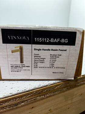 115112-baf-bg Vinnova High Single-lever Modern Brass Bathroom Faucet In Brushed Gold -read