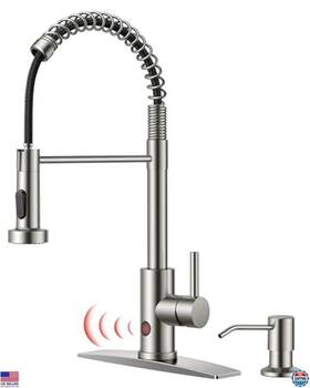 Ff0024bn-sgy Visit The Forious Store Touchless Kitchen Faucet With Soap Dispenser Motion Sensor Pull Down Sprayer
