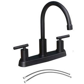 04matte Vsunhoo 716032674804 3 Hole Kitchen Faucet Matte Black Two Handles Black-without Sprayer