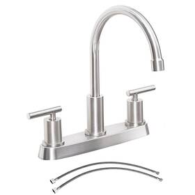 Tdlkf024w-l Vsunhoo 3 Hole Kitchen Faucet Brushed Nickel Two Handles Rv