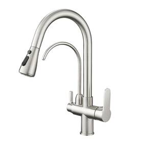 0195sn Wanfan Kitchen Sink Faucet With Pull Down Sprayer 2 Handle 3 In 1 Water Filter Purif
