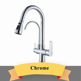 5-j2z Wanmivezlo Purify Water Kitchen Faucet Deck Mounted Dual Handle 2 Swivel Spout Tap