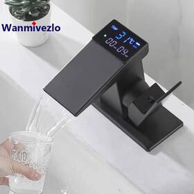 6sx-phxkz-6f Wanmivezlo Led Temperature Display Basin Faucet - Smart Deck-mounted Tap Brushed Nickel Or