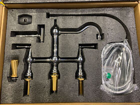 Wmf-dm-4h-sp-chrm Watermarkfixtures Timeless 8 Inch Chrome Plated Brass Bridge Faucet With Sprayer